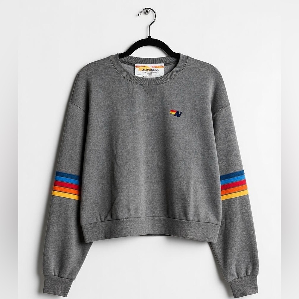 Aviator Nation Heather Gray Sweatshirt with Sunburst Accent